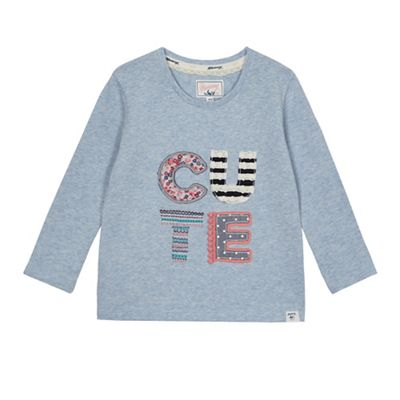 Girls' blue 'Cute' embroidered sweater